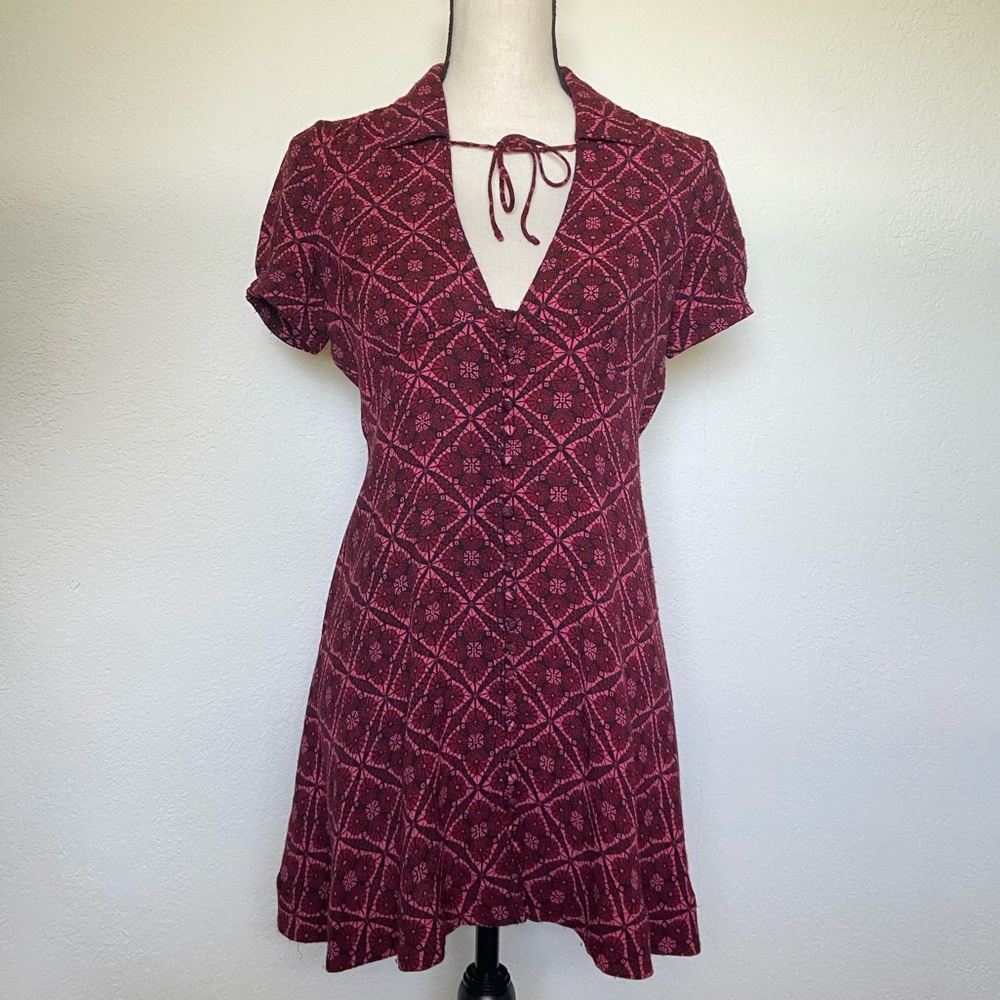 Free People Mini Button Tie Front Dress Size 0